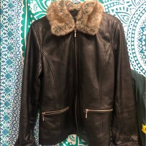 Black Jacket with Artificial Fur Trim